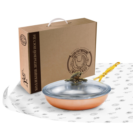 Меднная сковорода «Кукуруза» со стеклянной крышкой (1,7 л)