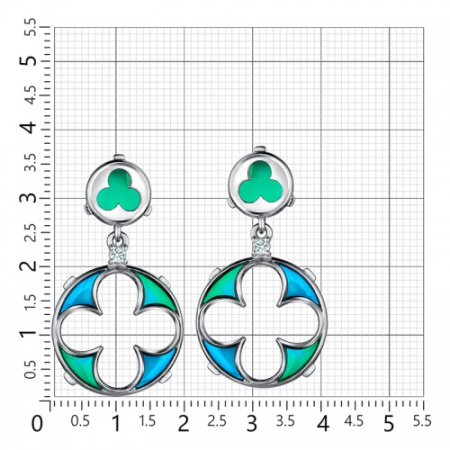 Серебряные серьги с эмалью «Витражи»
