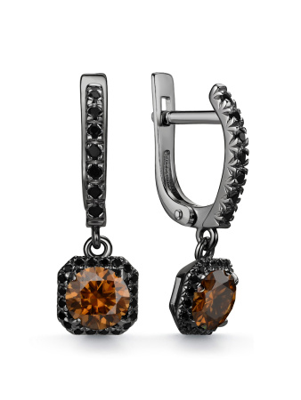 Серьги из серебра с муассанитом и шпинелью