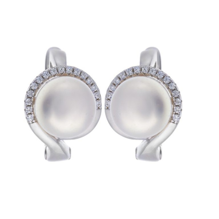 Серьги из серебра с жемчугом и фианитами