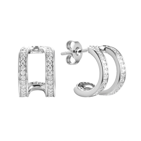 Серьги-пусеты из серебра с фианитами