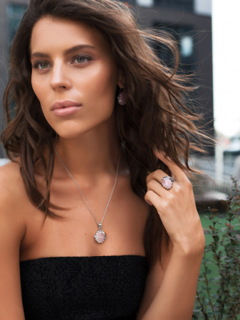 Серебряные серьги с кварцем