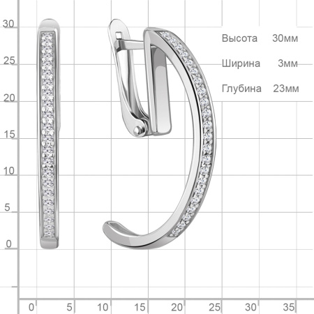 Серьги из серебра с фианитами