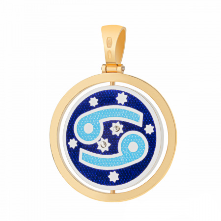 Подвеска из серебра с позолотой и эмалью «Рак»