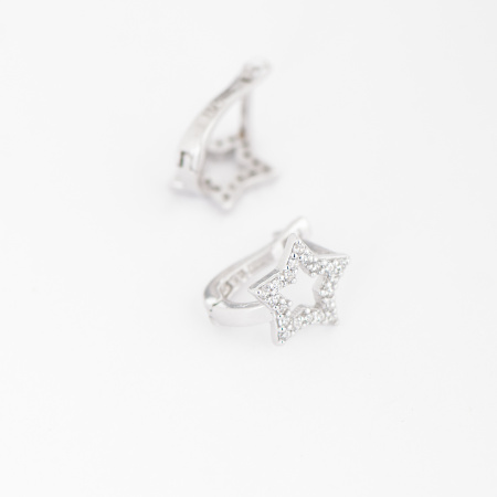 Серьги из серебра с фианитами «Звезды»