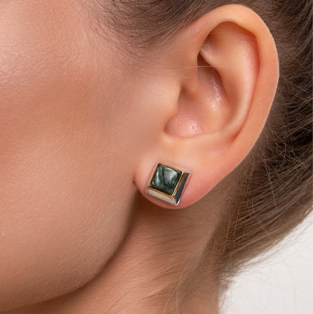 Серебряные серьги «Серафинитовое Око»