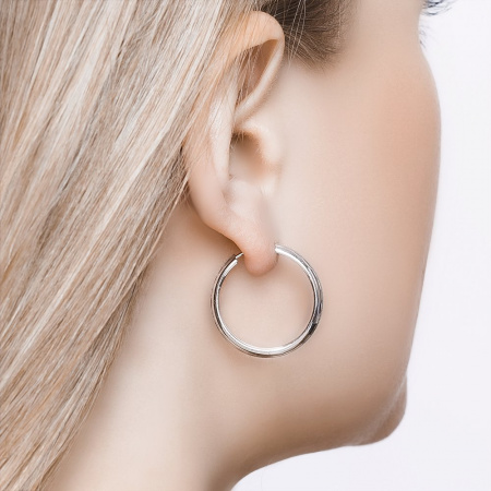 Серьги конго из серебра с алмазной гранью