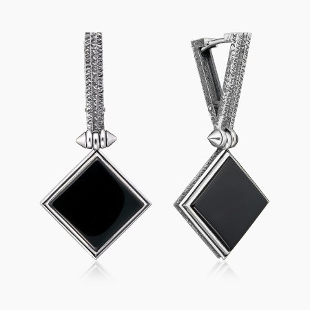 Серебряные серьги «Полуночный Лес» с ониксом