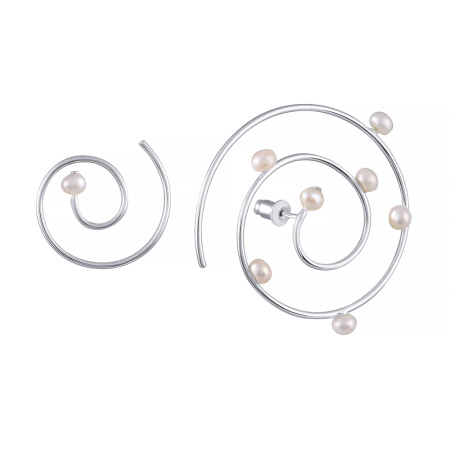 Серьги пуссеты из серебра с жемчугом