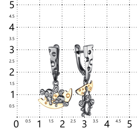 Серьги из серебра «Мыши и сыр»
