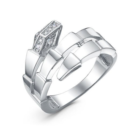 Кольцо из серебра с фианитами «змея»