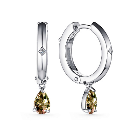 Серьги из серебра с султанитом и бриллиантом