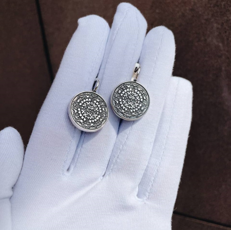 Серьги из серебра 925 «Монета» майя круглые