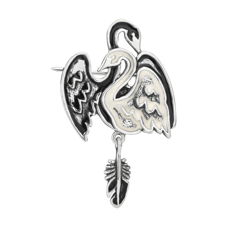 Брошь из серебра «Лебеди»