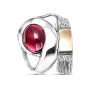 Серебряное кольцо с гранатом и золотом