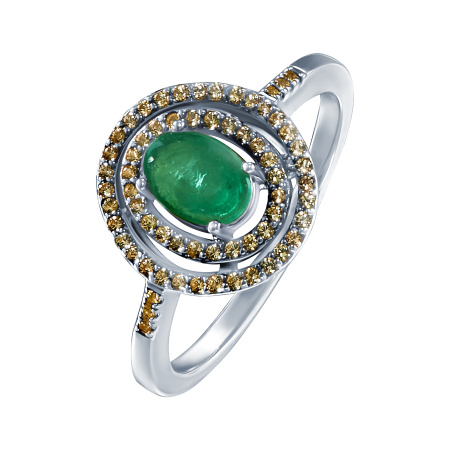 Серебряное кольцо с бериллами и сапфирами