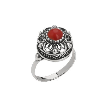 Кольцо из серебра с кораллом