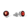 Серьги пусеты из серебра с гранатами