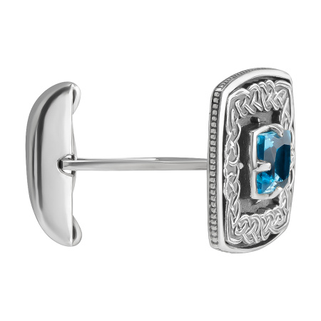 Серебряная запонка с топазом