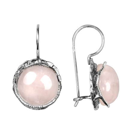 Серебряные серьги с розовым кварцем