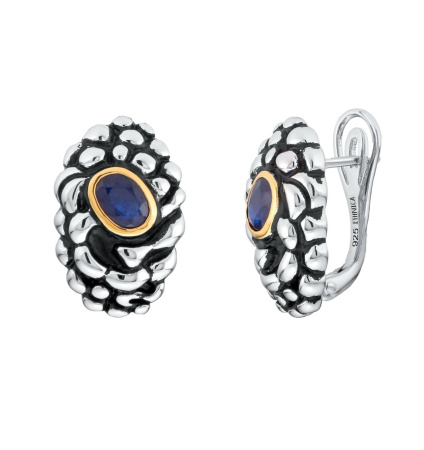 Серьги из серебра с натуральным сапфиром