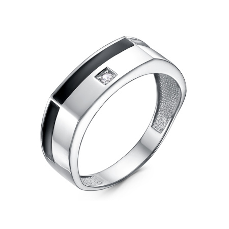 Печатка из серебра с эмалью и фианитом