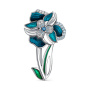 Брошь из серебра с фианитами и эмалью «Цветок»