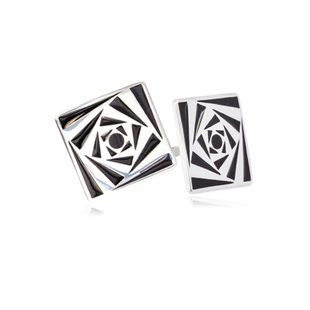 Серебряные пуссеты с эмалью «Инфинити»