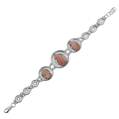 Браслет из серебра с родохрозитом