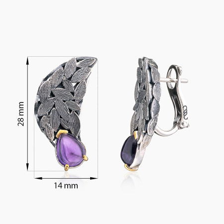 Серьги из серебра с камнем аметист