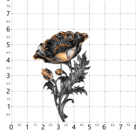 Серебряная брошь с позолотой «Мак»
