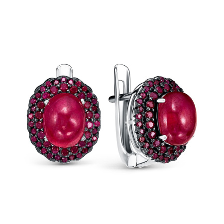 Серьги из серебра с корундом