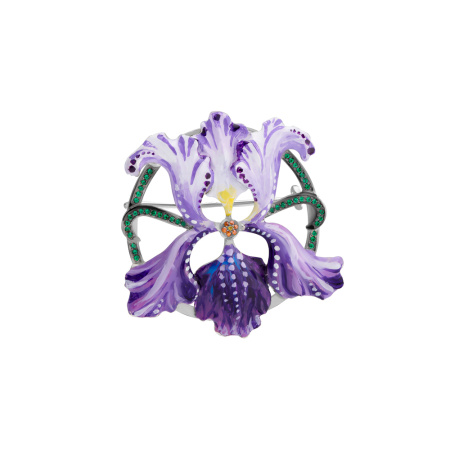 Серебряная брошь «Лилия» с эмалью