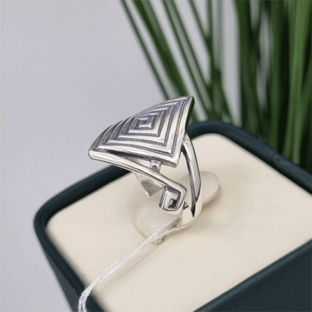 Серебряное кольцо «Лабиринт ромб»