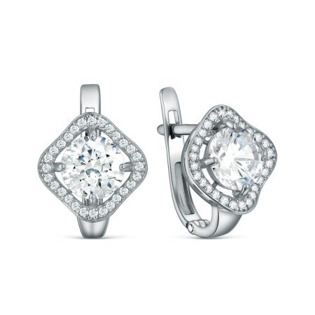 Серьги из серебра с фианитом