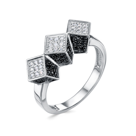 Кольцо из серебра с фианитами «Геометрия»