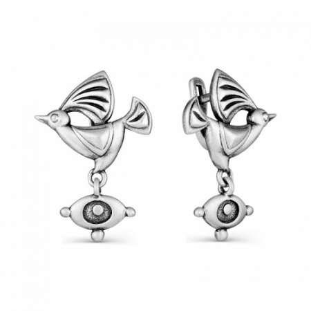 Серьги из серебра «Былинные птицы»