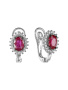 Серьги из серебра с натуральным рубином