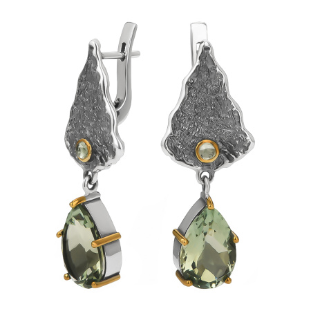 Сереги из серебра с празиолитом и турамалином