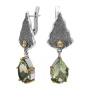 Сереги из серебра с празиолитом и турамалином