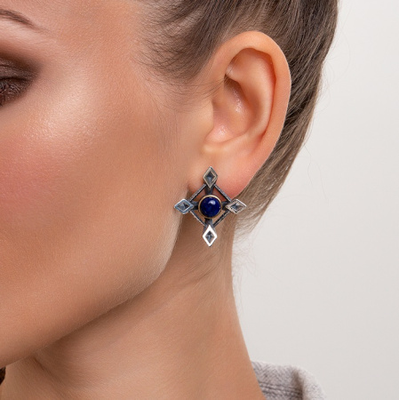 Серебряные серьги «Полярис» с лазуритом