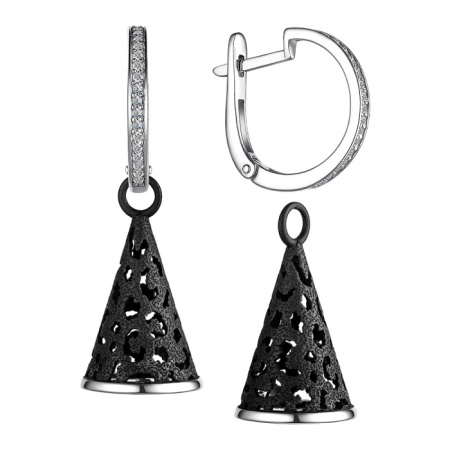 Серебряные серьги с эмалью и фианитами