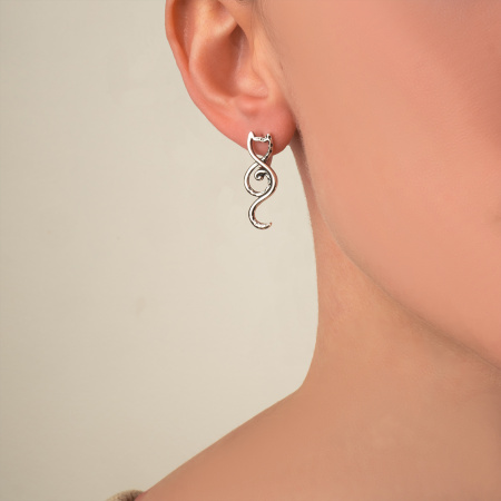 Серебряные серьги «Кот-восьмеркин»