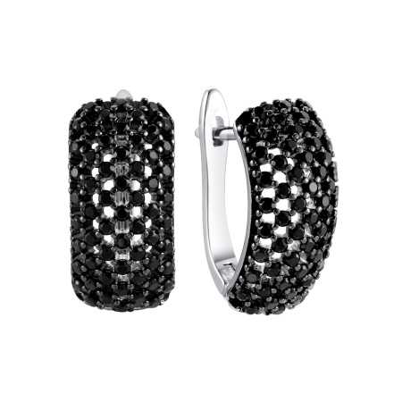 Серьги из серебра «Черный элемент» 00598
