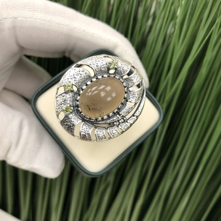 Серебряное кольцо «Галактика» с раухтопазом