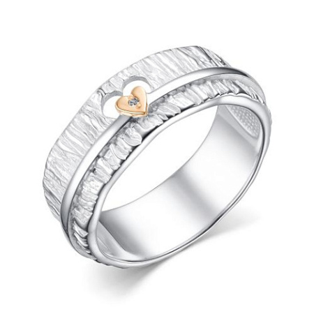 Кольцо из серебра с бриллиантом «Сердце»