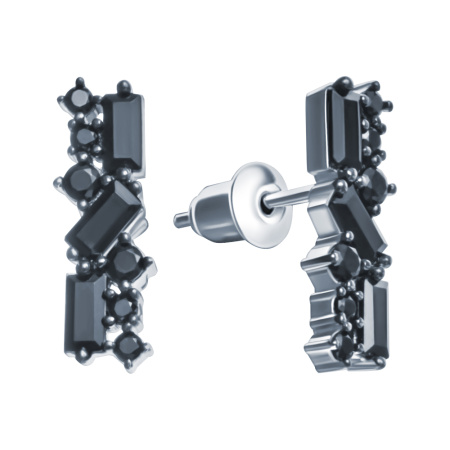 Серьги-гвоздики из серебра с шпинелью