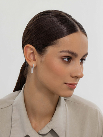 Серьги из серебра с бриллиантом «Прямоугольник»