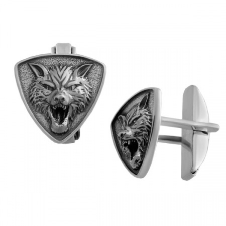 Серебряные запонки «Волк»
