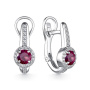 Серьги из серебра с рубином и фианитами